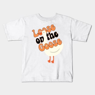 Silly Goose Shirt Funny Loose On The Goose Meme Groovy Retro Wavy Kids T-Shirt